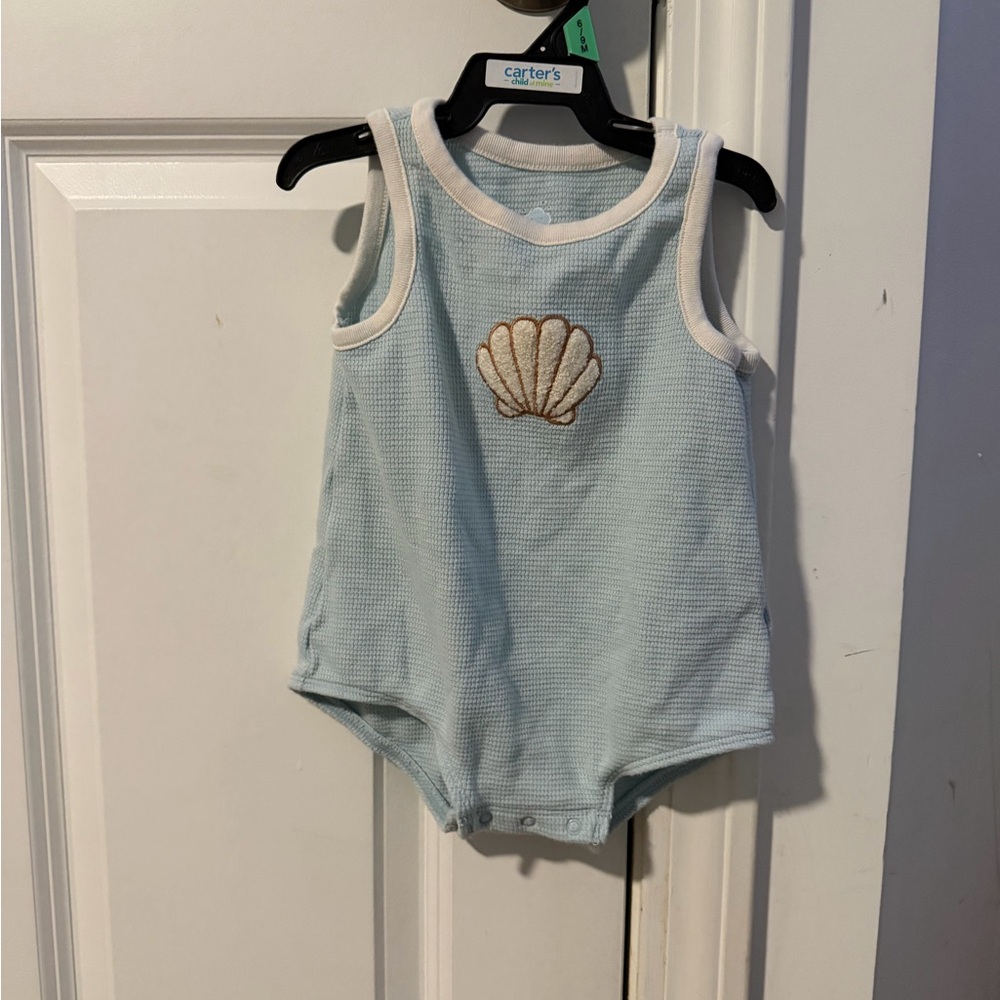 Carter's Light Blue Romper with Shell Design